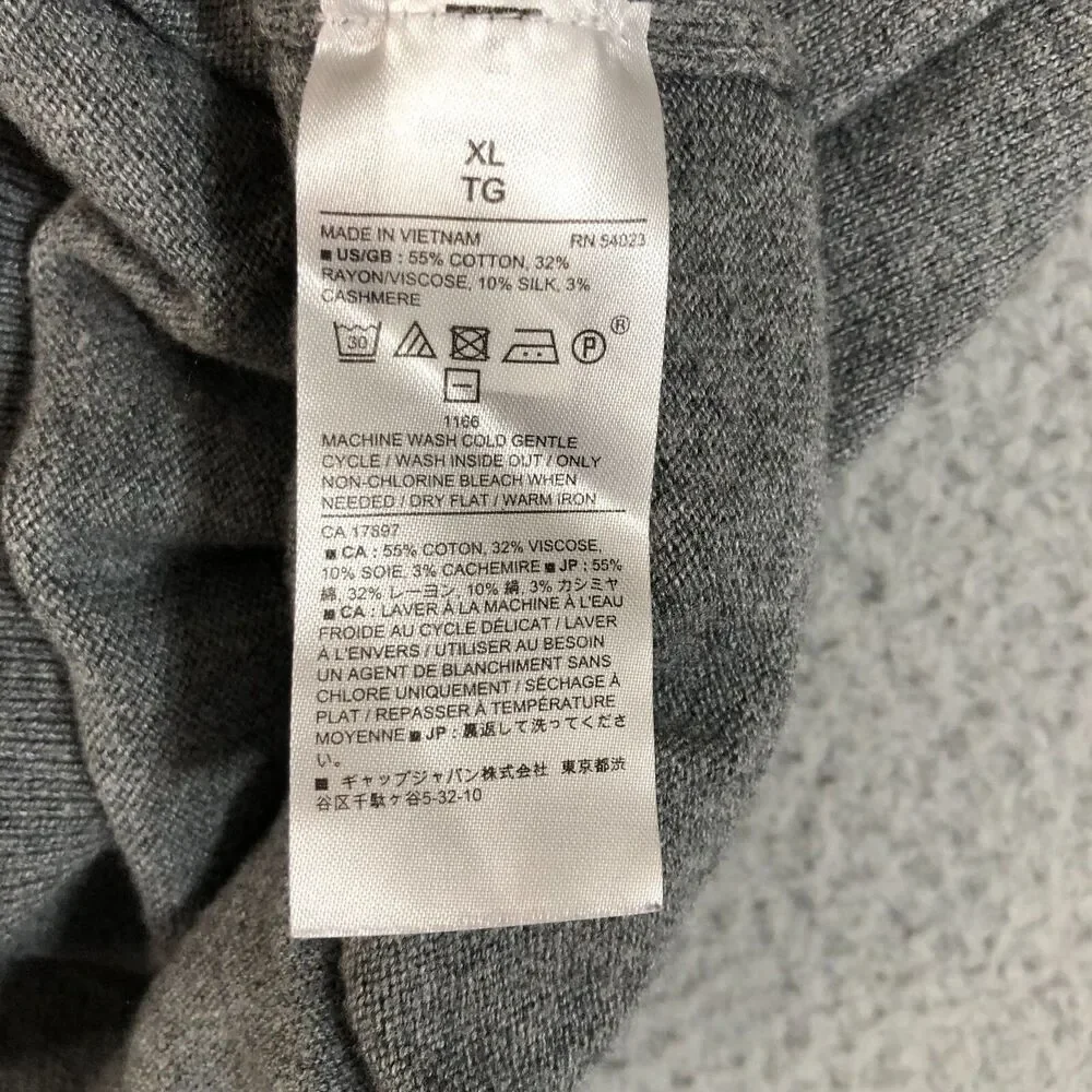 Banana Republic Sweater Mens gray XL Pullover Premium Luxe Yarn Preppy Solid